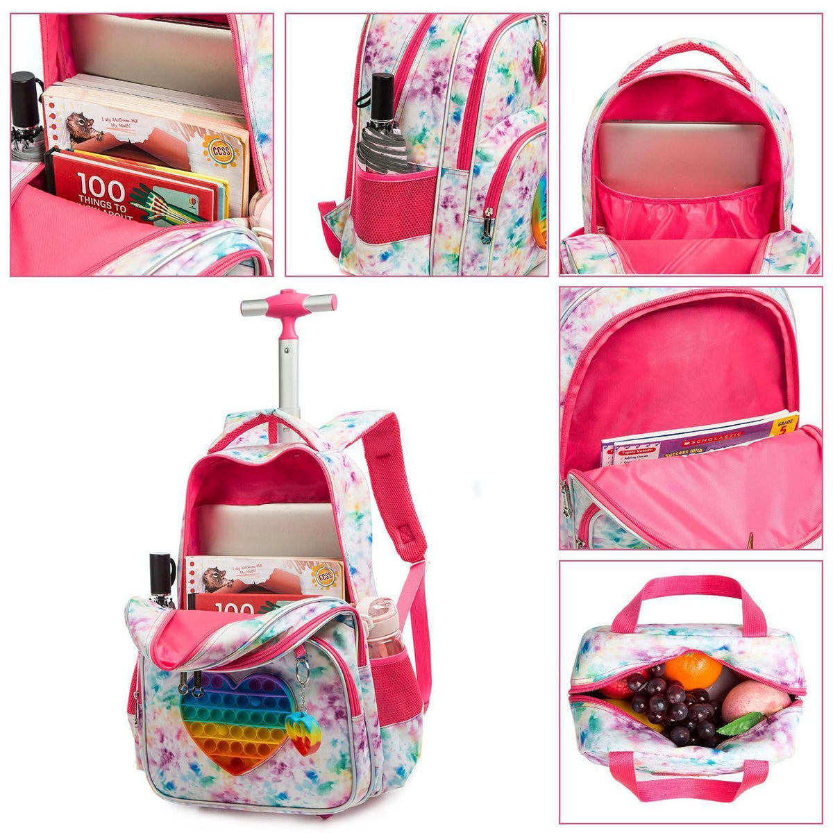 Schulranzen mit Rollen für Mädchen – 3in1 Set mit Lunch Bag