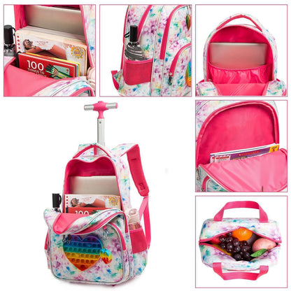 Schulranzen mit Rollen für Mädchen – 3in1 Set mit Lunch Bag