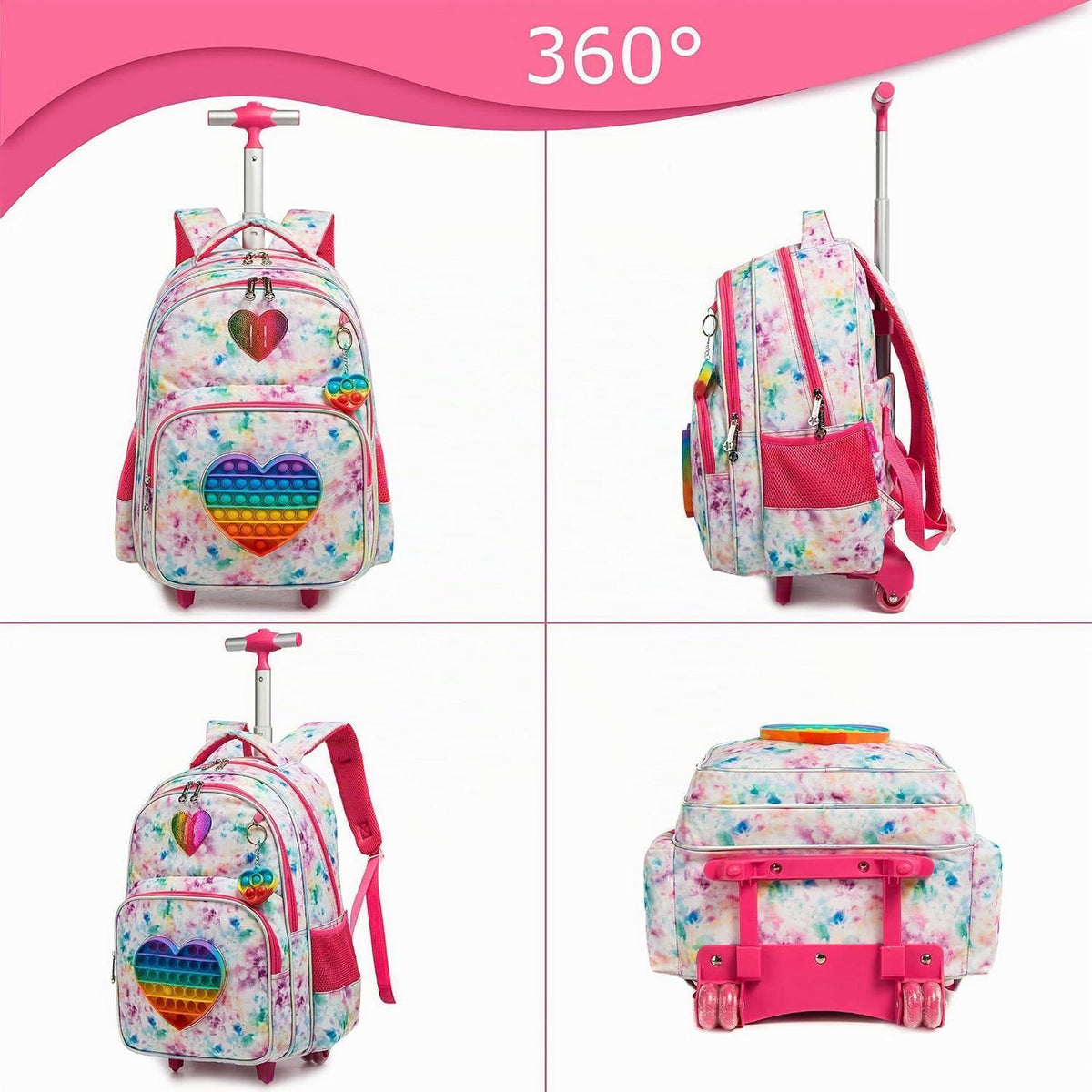 Schulranzen mit Rollen für Mädchen – 3in1 Set mit Lunch Bag