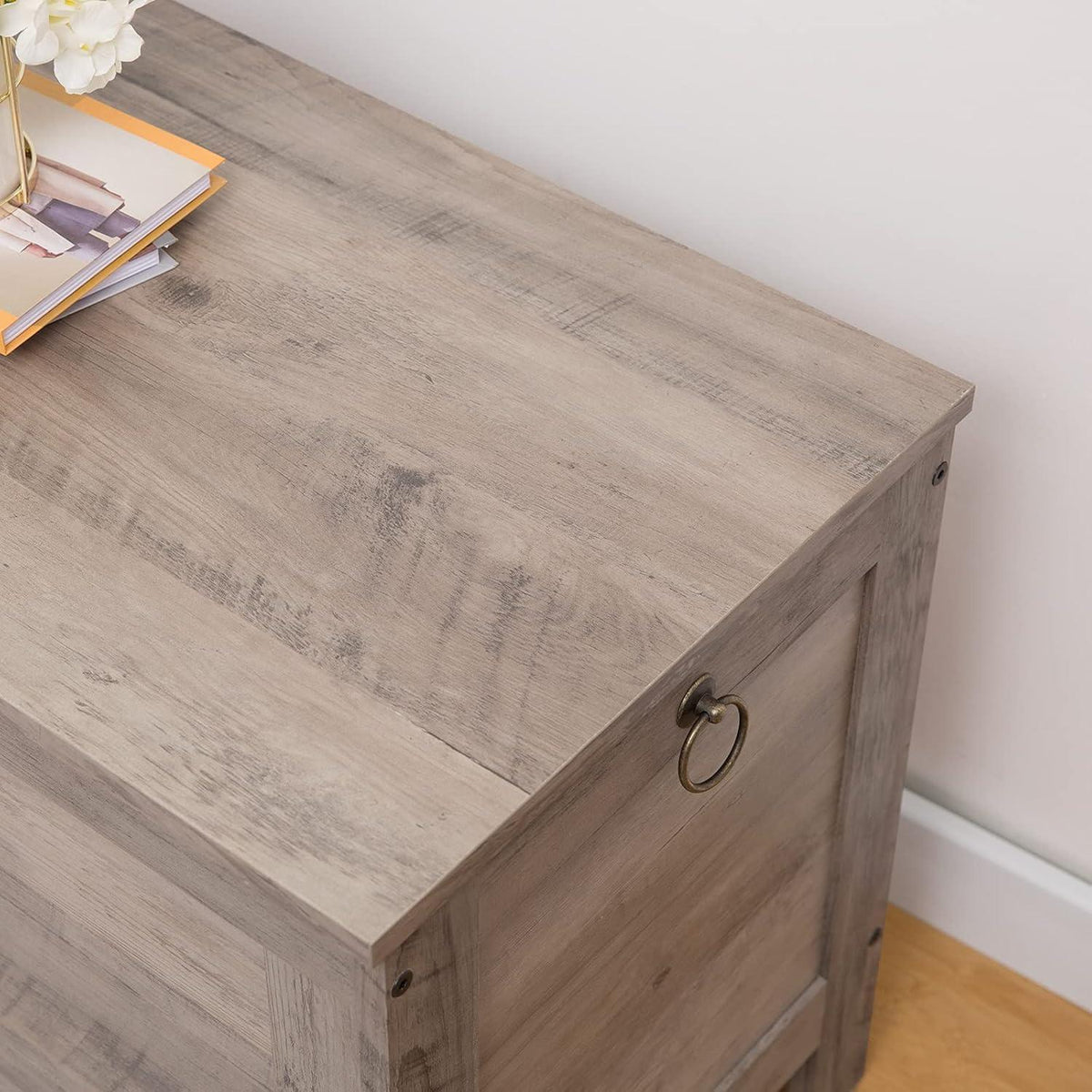 Truhe mit Stauraum, 100 cm, Greige