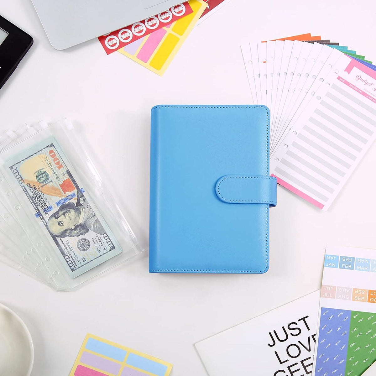 Budget Planner A6 Geld Organizer Sparbuch Umschlagmethode Blau