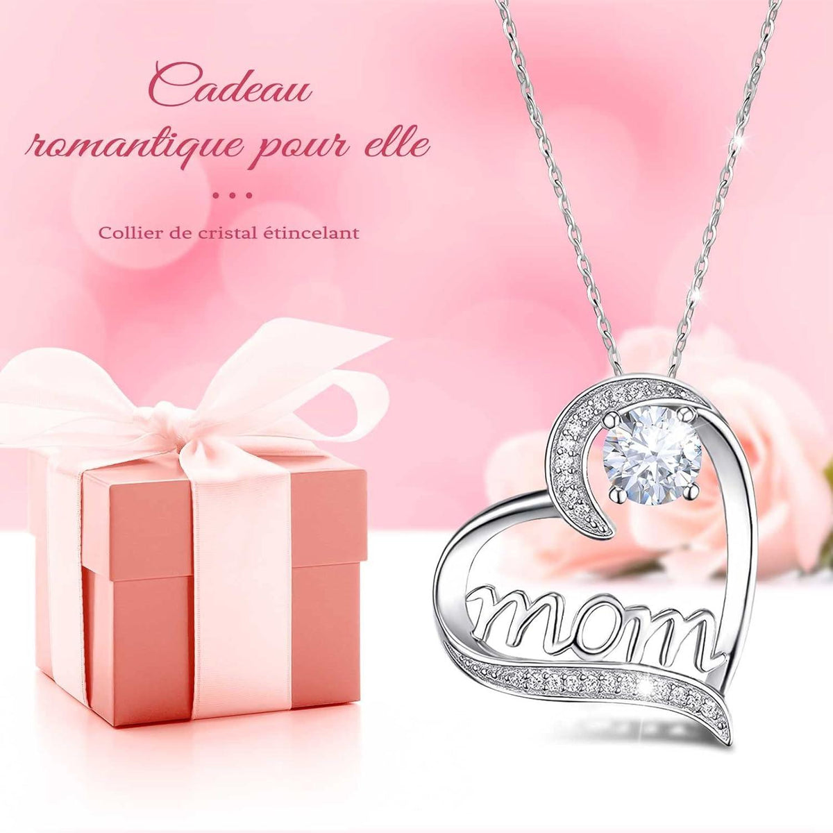 Ewige Rose Geschenk für Mama mit Mom Halskette, Rot