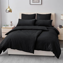 Bettwäsche Set 4tlg Mikrofaser Schwarz 135x200cm Bügelfrei