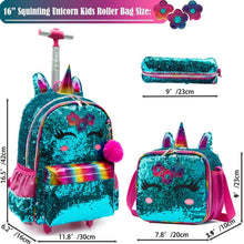 16" Rollrucksack Kinder Mädchen – 3er Set Grün