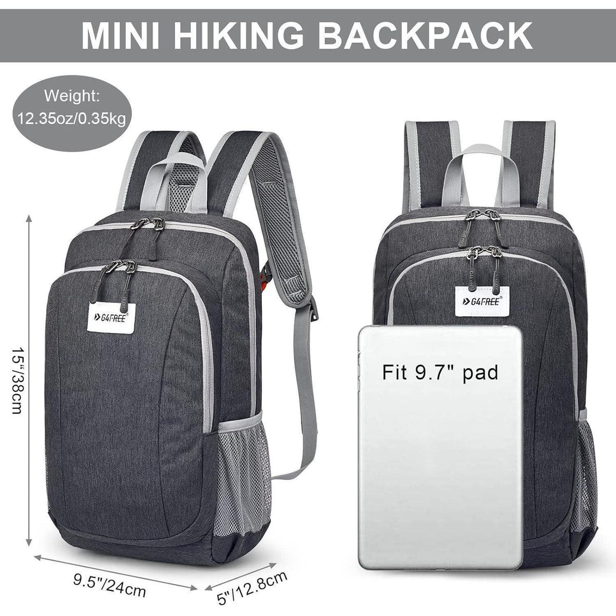Mini Wanderrucksack 10L, wasserdicht, dunkelgrau
