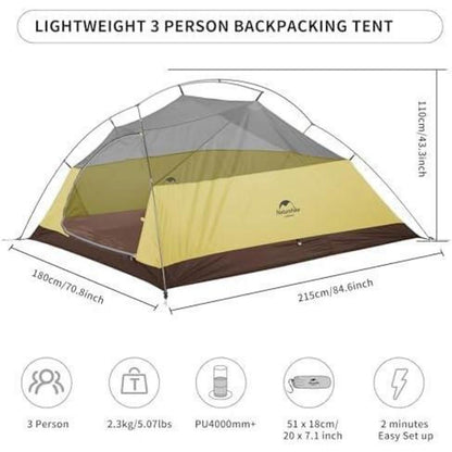 Ultraleichtes 3-Personen Zelt für Camping & Wandern