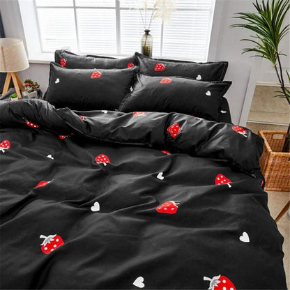 Erdbeer Bettwäsche Set Kawaii Mädchen Schlafzimmer Dekor 220x240