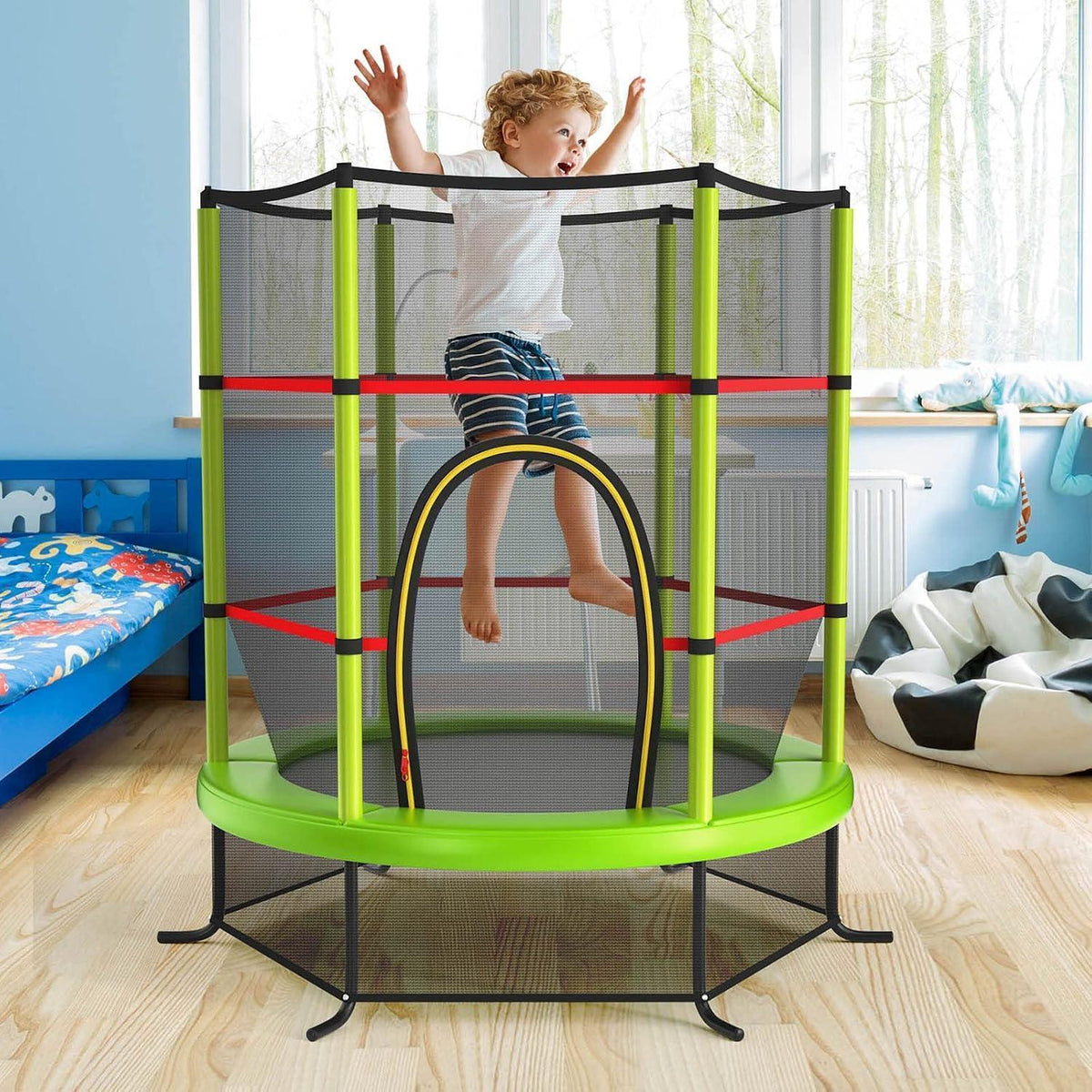 Gartentrampolin 165cm mit Netz & Randabdeckung – Kindertrampolin Grün