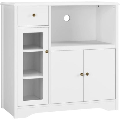 Küchenschrank Weiß mit Arbeitsplatte & Mikrowellenregal