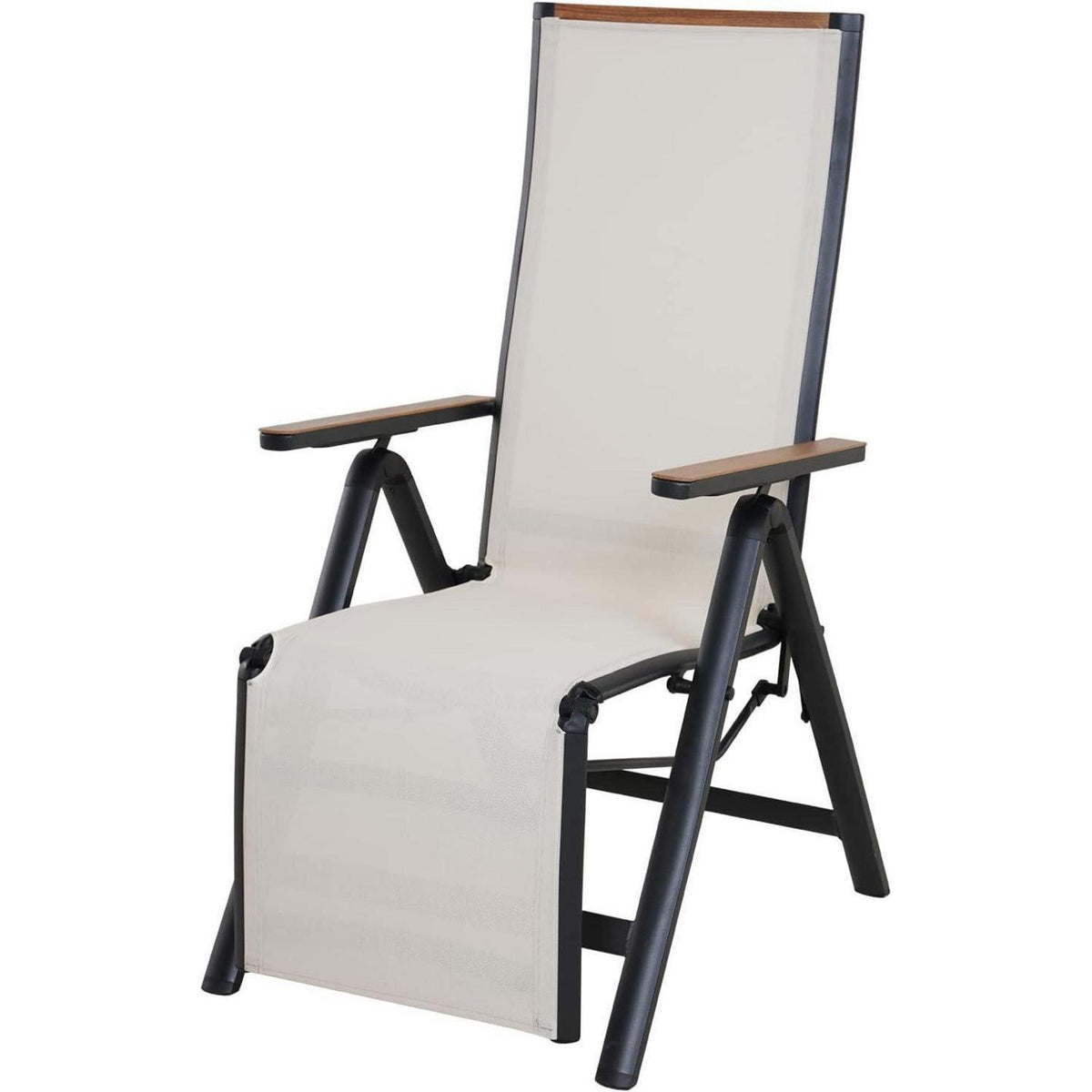 Aluminium Liegestuhl Hochlehner klappbar, 6-fach verstellbar, Beige