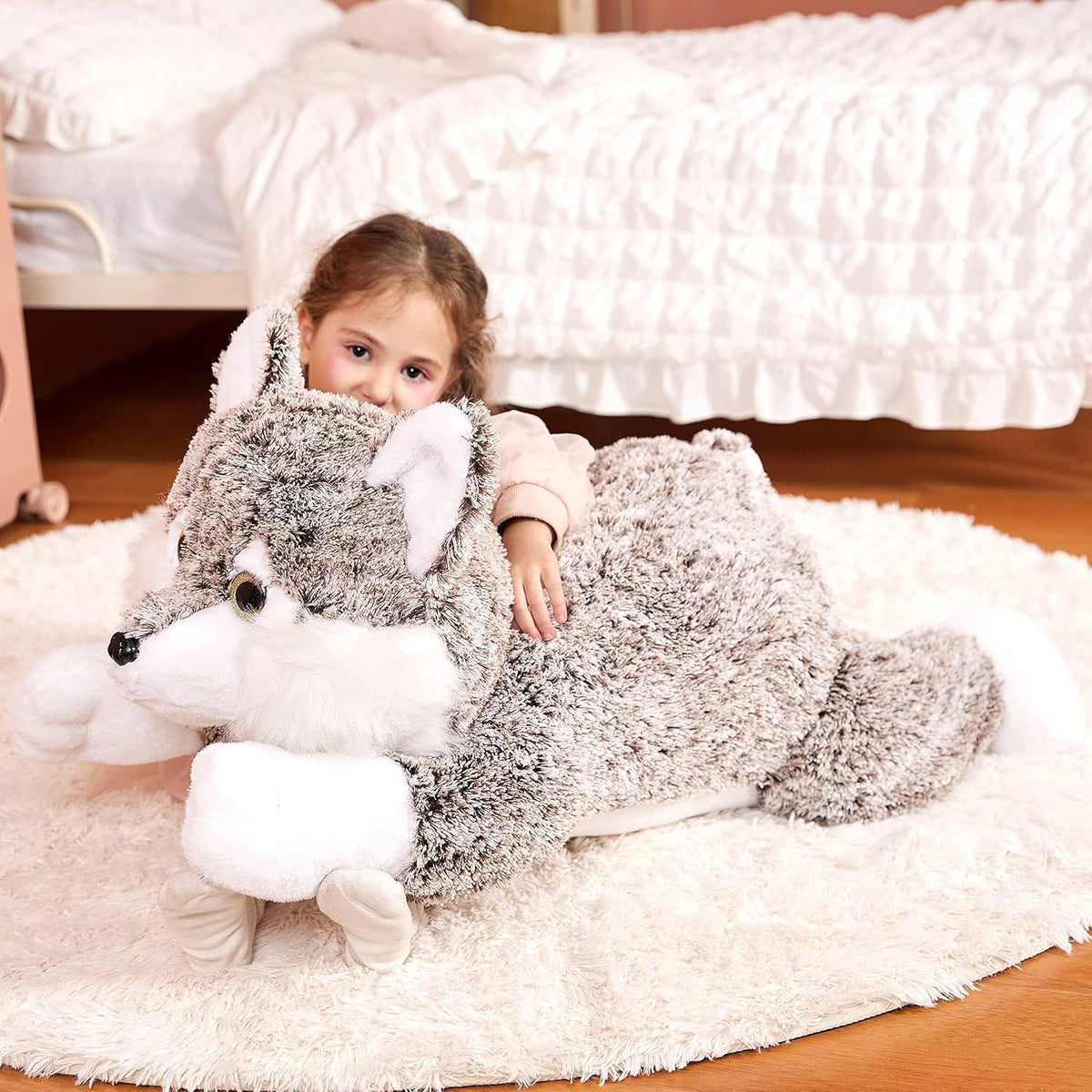 Riesiger Wolf Kuscheltier 78cm - Plüschtier Geschenk für Kinder
