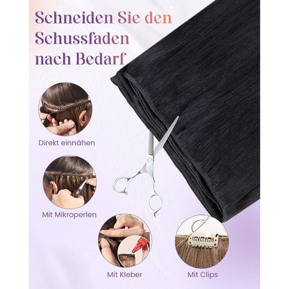 Echthaar Tressen 50cm – Weft Haarverlängerung 100g