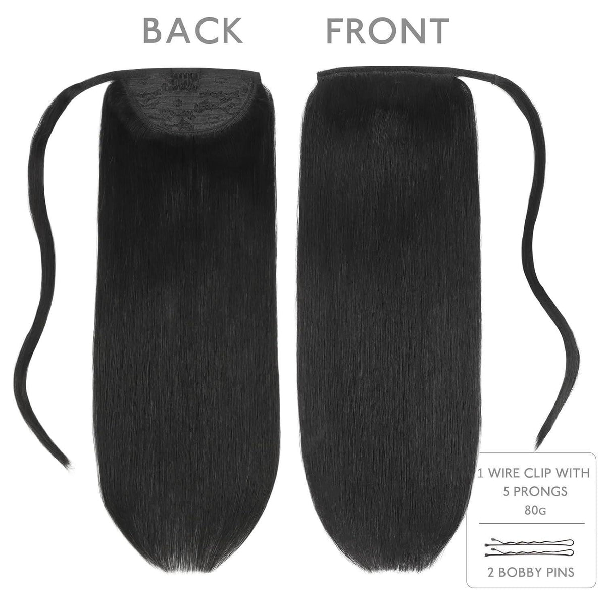 Echthaar Pferdeschwanz Extension – Tief Schwarz, 55cm