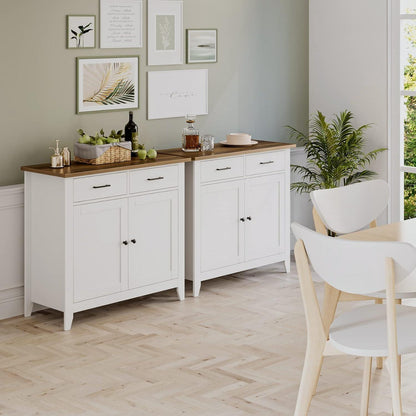Küchenschrank mit Arbeitsplatte & Schubladen – Weißes Sideboard im Landhausstil