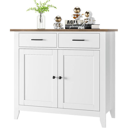 Küchenschrank mit Arbeitsplatte & Schubladen – Weißes Sideboard im Landhausstil