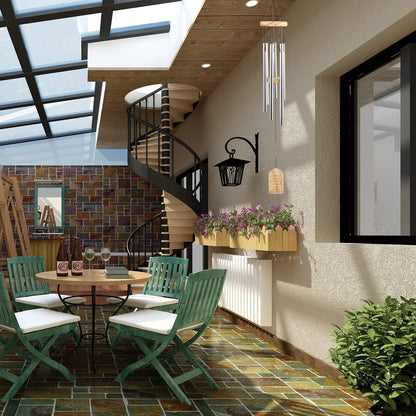 Windspiele für Draußen Aluminium 6 Röhren Gartendeko Silber