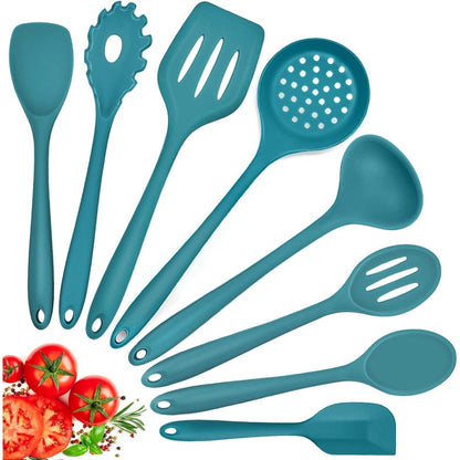8-teiliges Silikon Küchenhelfer Set, Hitzebeständig, Dunkelblau