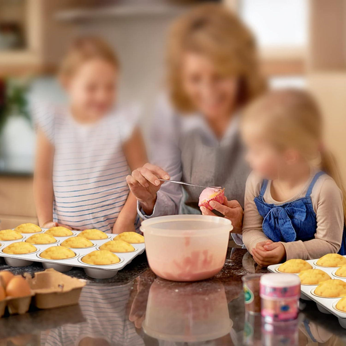 Edelstahl Muffinform 12-Loch für Muffins, Cupcakes & Brownies