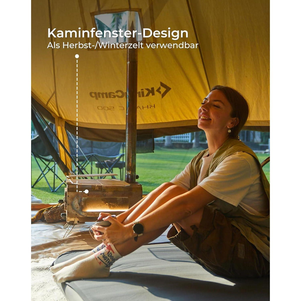 Glampingzelt für 4-8 Personen, Baumwolle, wasserdicht, Ganzjahreszelt