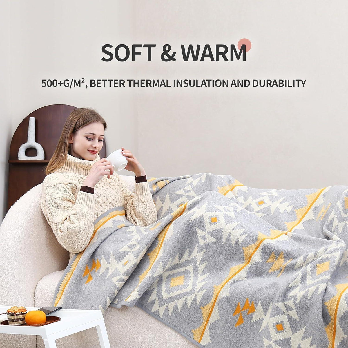 Merinowolldecke – Warm, Weich & Vielseitig – 160x220 cm – Weiß