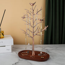 Schmuckständer Baum mit Holztablett Antik Kupfer