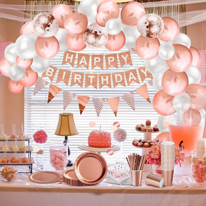 Partydeko Set Happy Birthday Girlande Luftballons Tischdecke