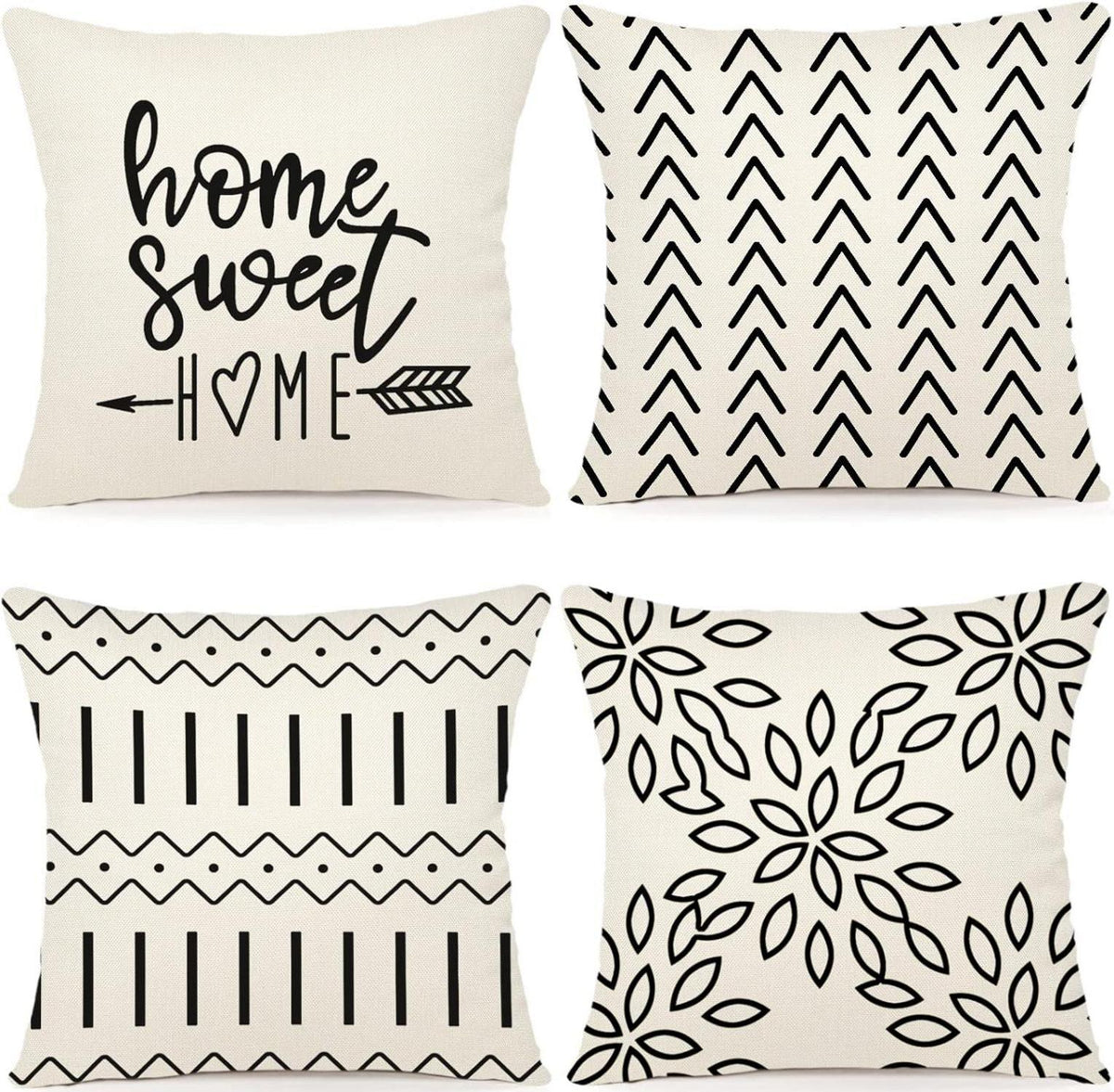 Kissenbezüge Leinen Dekokissen für Sofa Gartenbett Couch 40x40cm Creme