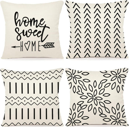 Kissenbezüge Leinen Dekokissen für Sofa Gartenbett Couch 40x40cm Creme