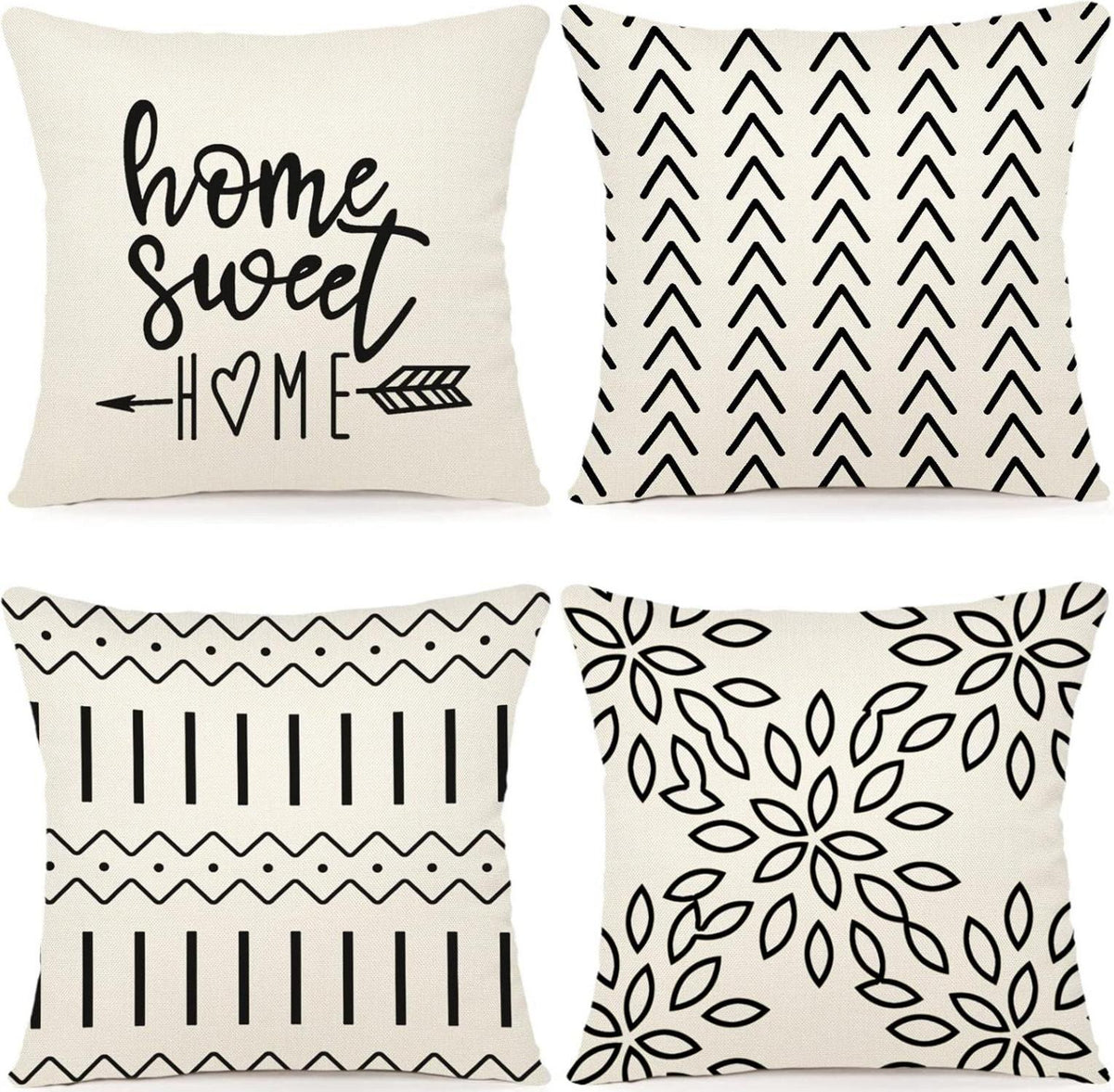 Kissenbezüge Leinen Dekokissen Sofa Gartenbett Couch 45x45cm Set