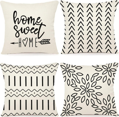 Kissenbezüge Leinen Dekokissen Sofa Gartenbett Couch 45x45cm Set