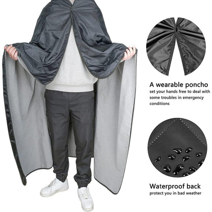 Wasserdichte Fleece Campingdecke – Grau, 145x200 cm