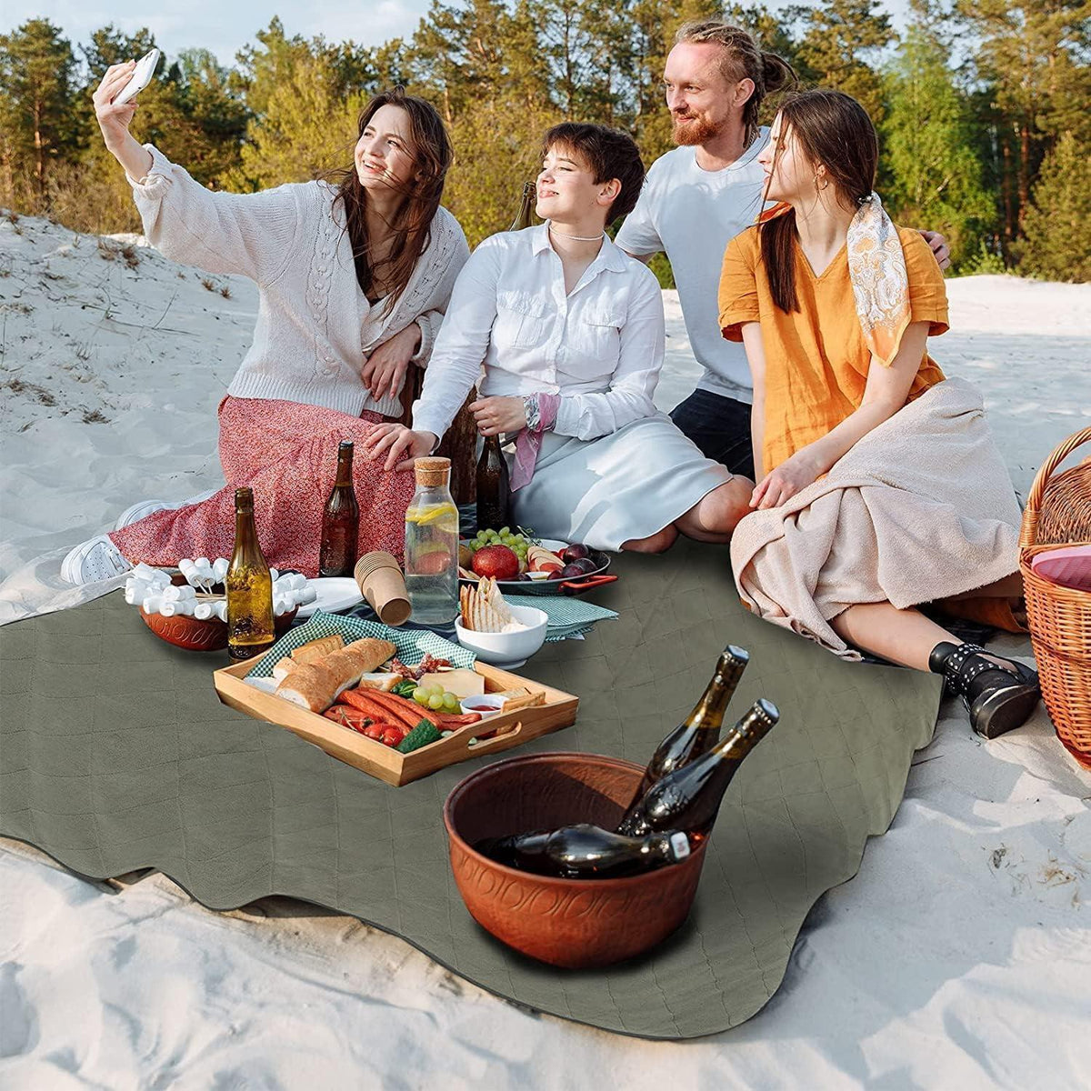 Wasserdichte Fleece Campingdecke – Grau, 145x200 cm