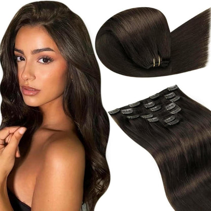 Clip-in Echthaar Extensions Braun 40cm – Remy Haarverlängerung