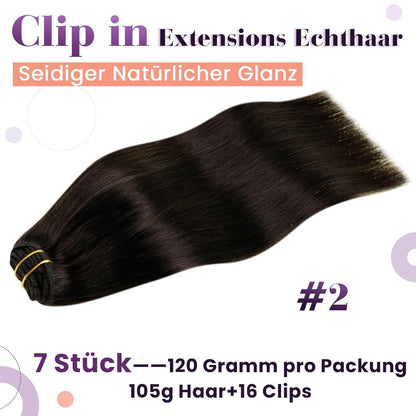 Clip-in Echthaar Extensions Braun 40cm – Remy Haarverlängerung