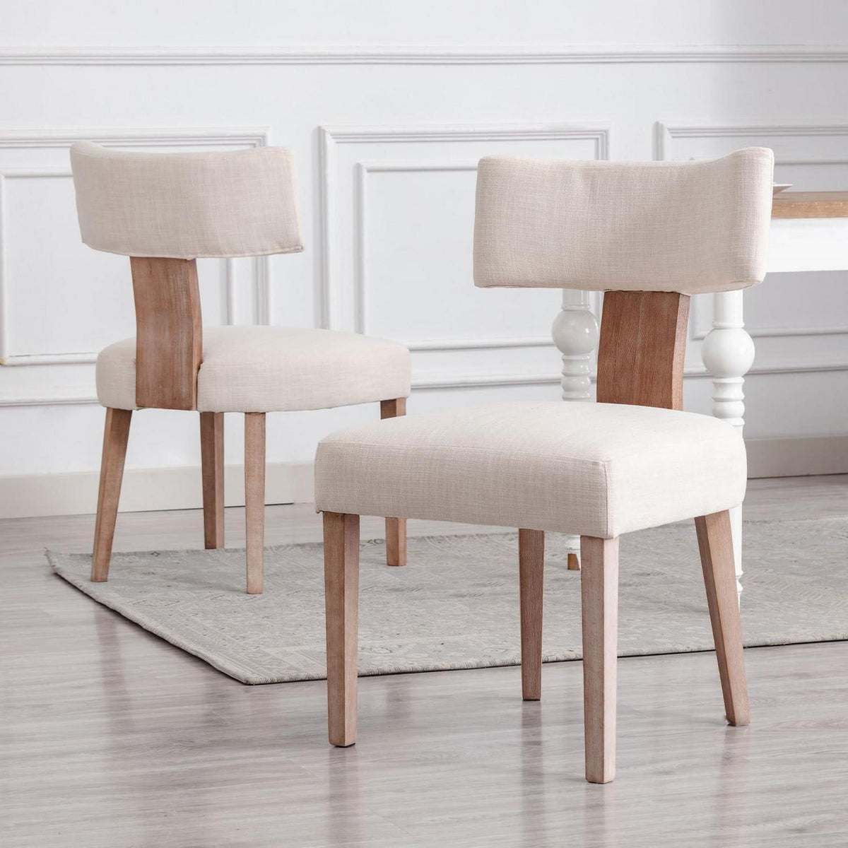 Esszimmerstühle 2er Set Leinen Beige – Komfortable Polsterstühle