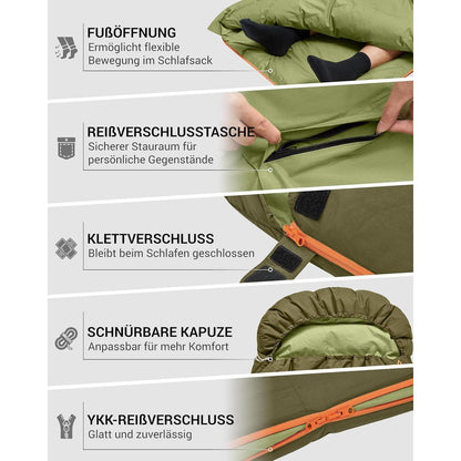 Daunenschlafsack XXL Winter – 3in1 Deckenschlafsack & Komfort