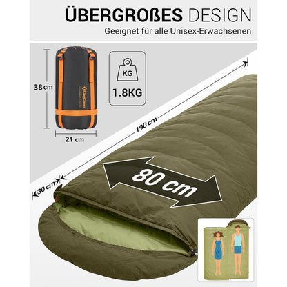 Daunenschlafsack XXL Winter – 3in1 Deckenschlafsack & Komfort