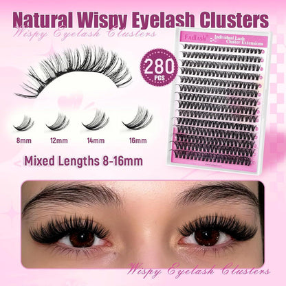 Volumen Cluster Wimpern 40D Schwarz 8-16mm Mischtray