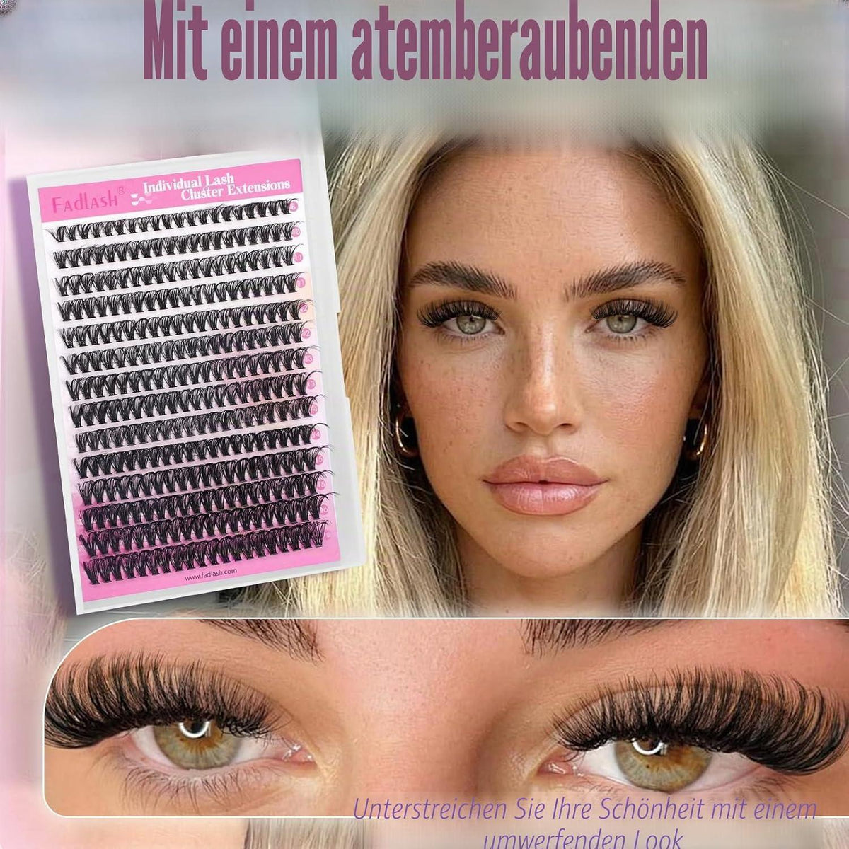Volumen Cluster Wimpern 40D Schwarz 8-16mm Mischtray