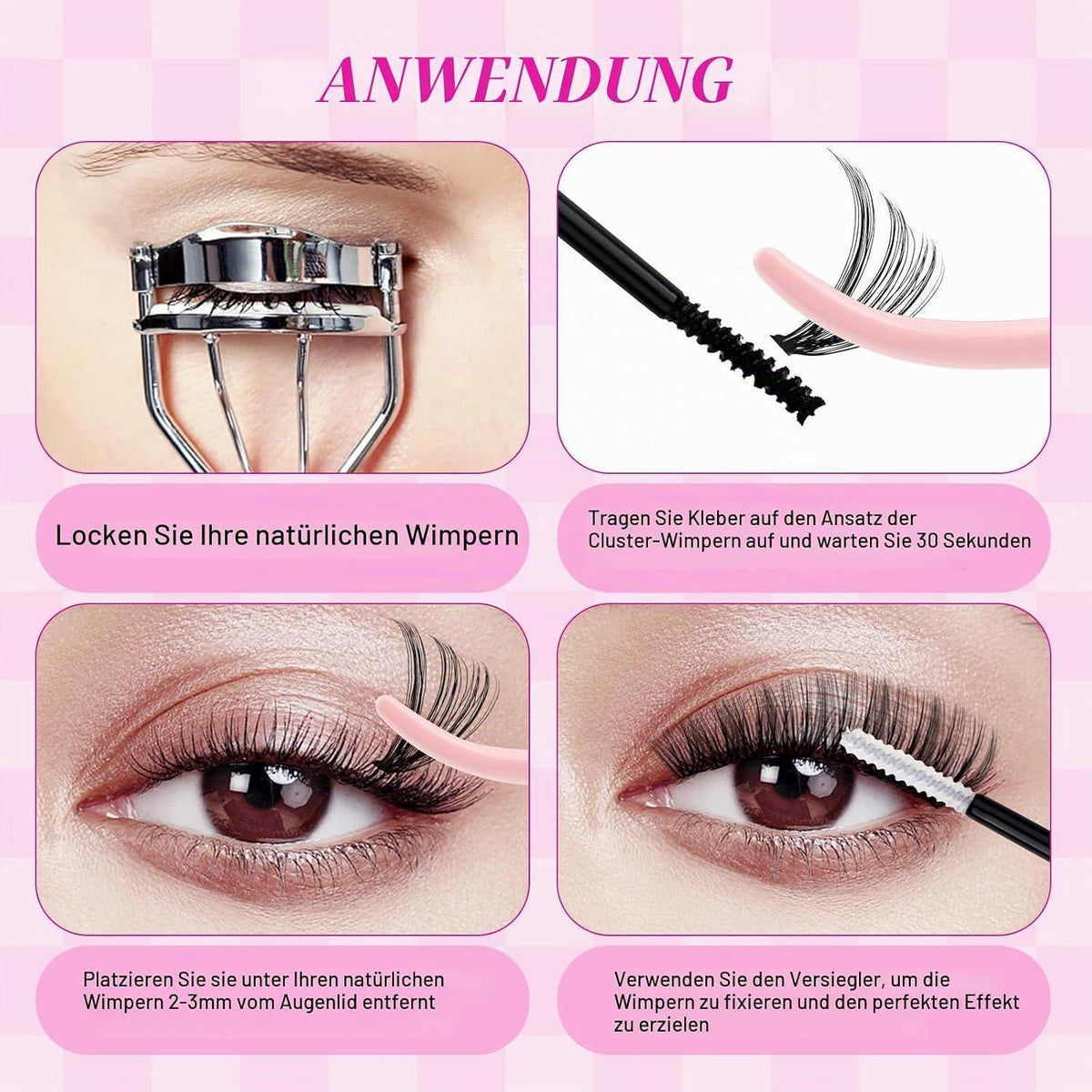 Volumen Cluster Wimpern 40D Schwarz 8-16mm Mischtray