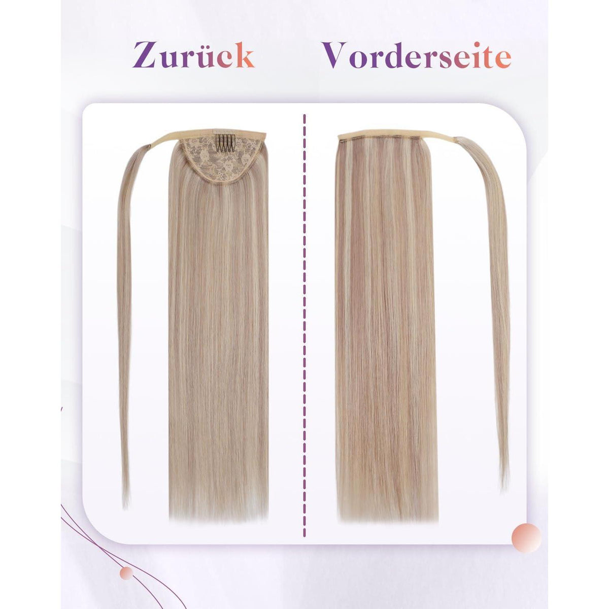 Echthaar Pferdeschwanz Zopf Blond Highlights 35cm
