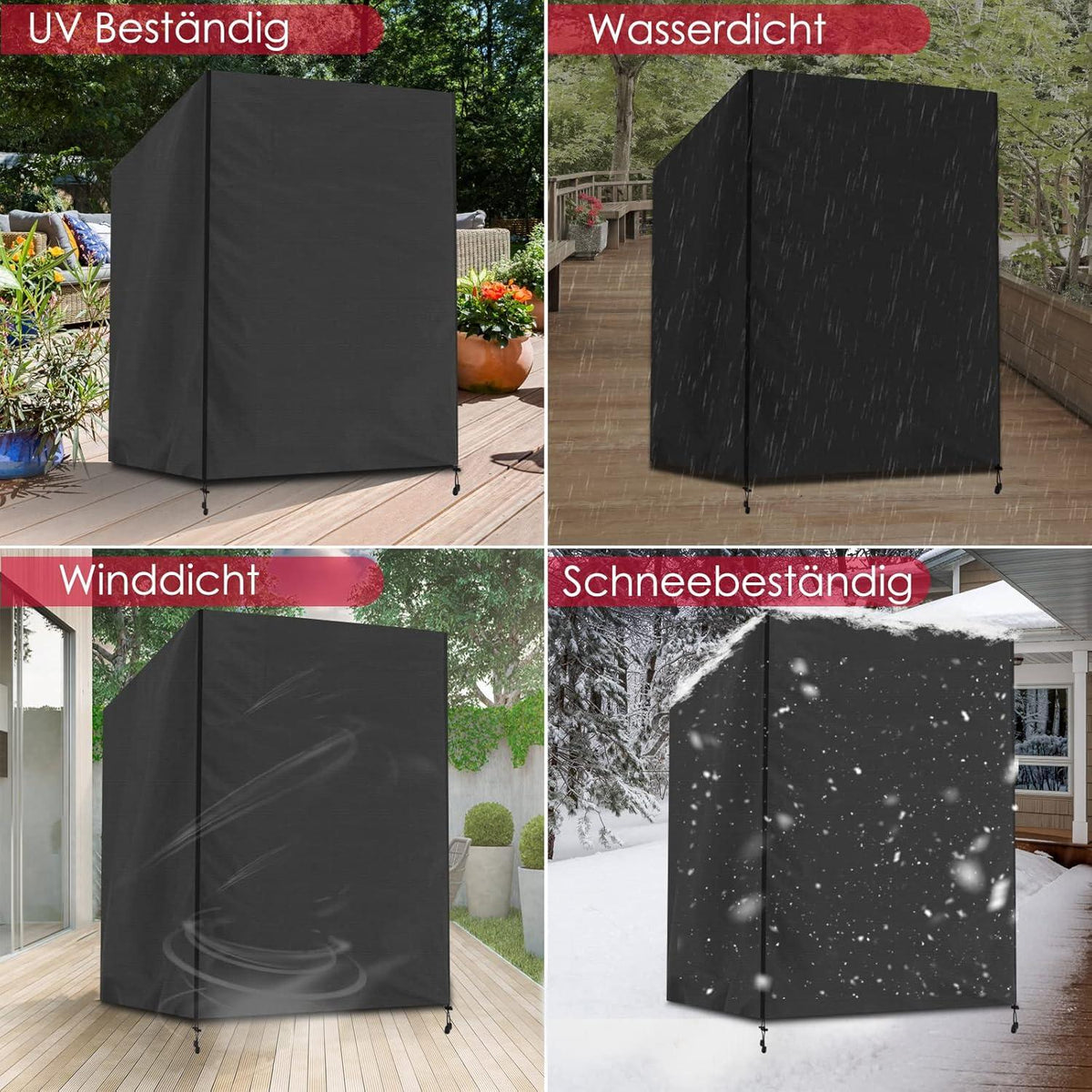 Strandkorb Schutzhülle Winterfest 420D Oxford Stoff Schwarz 135x105x175/140cm