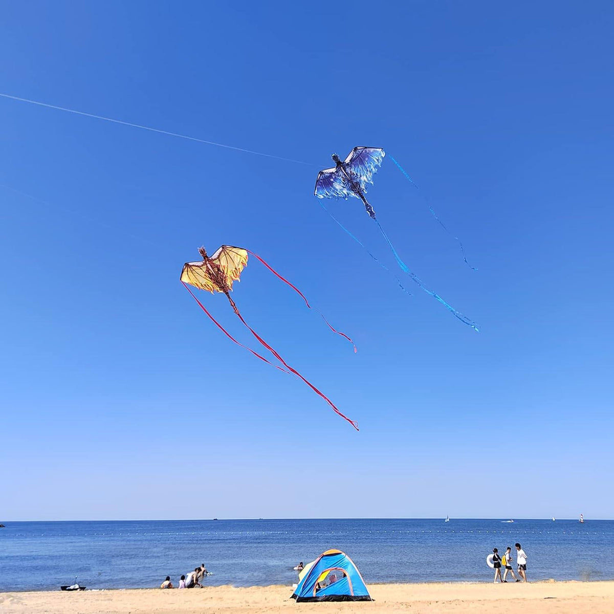 Simxkai Drachen Blau für Kinder und Erwachsene, einfacher Flugdrache