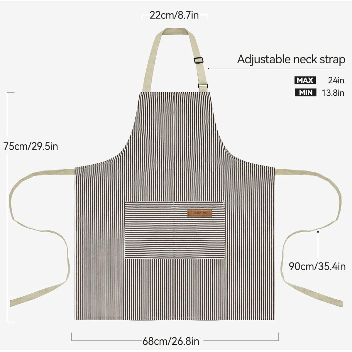 Kochschürzen Damen 2er Set mit Taschen, verstellbar, Baumwolle/Polyester