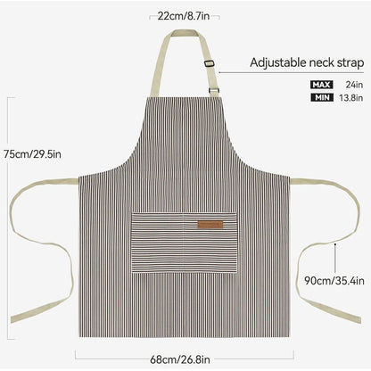 Kochschürzen Damen 2er Set mit Taschen, verstellbar, Baumwolle/Polyester