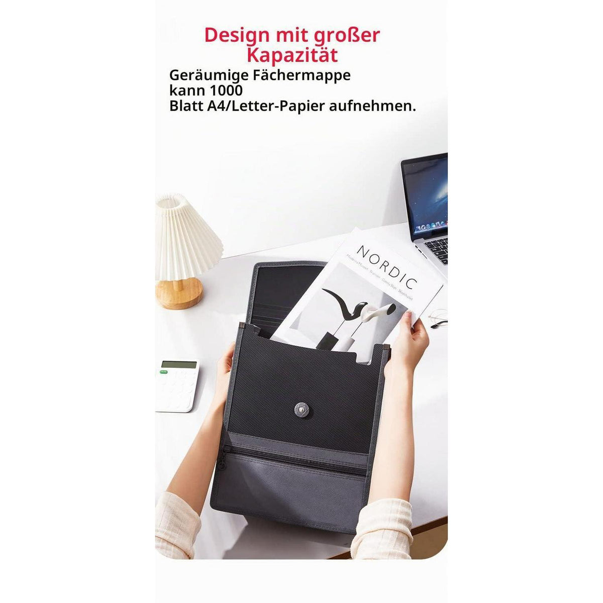 Erweiterbare Registermappe A4 – 4er Set Grün/Blau/Rot/Schwarz