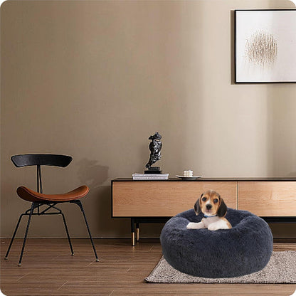 Orthopädisches Hundebett rund, waschbar, dunkelgrau, 60 cm