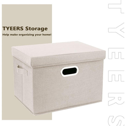 Aufbewahrungsbox mit Deckel, faltbar, waschbar, 5er-Set, Beige