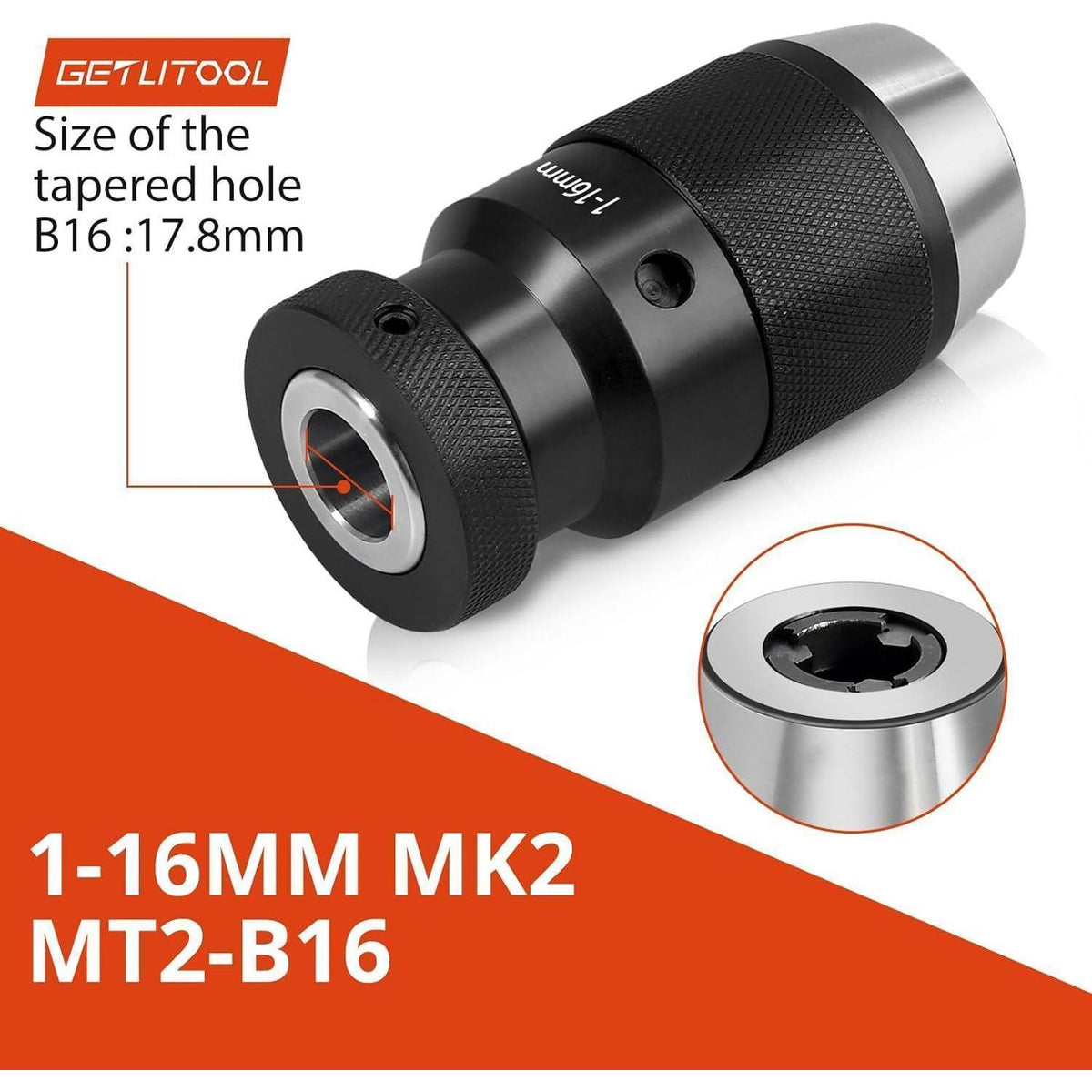 Schnellspannbohrfutter 1-16mm mit MK2 Kegeldorn für Bohrmaschinen