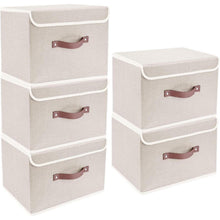 Faltbare Aufbewahrungsbox mit Deckel, 5er Set Beige